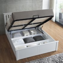 Malmo Wooden Ottoman Storage Small Double Bed In White