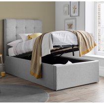 Candy Fabric Upholstered Ottoman Storage Single Bed In Grey