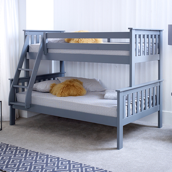 Carra Wooden Triple Bunk Bed In Grey