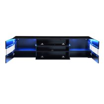 Kirsten High Gloss TV Stand In Black With LED Lighting