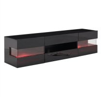 Kirsten High Gloss TV Stand In Black With LED Lighting