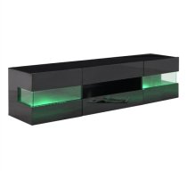 Kirsten High Gloss TV Stand In Black With LED Lighting