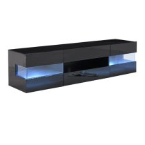 Kirsten High Gloss TV Stand In Black With LED Lighting