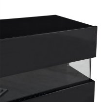 Kirsten High Gloss TV Stand In Black With LED Lighting