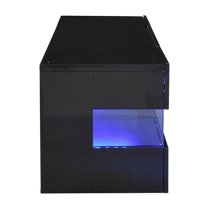 Kirsten High Gloss TV Stand In Black With LED Lighting