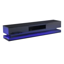 Step High Gloss TV Stand In Black With Multi LED Lighting