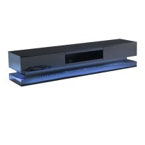 Step High Gloss TV Stand In Black With Multi LED Lighting