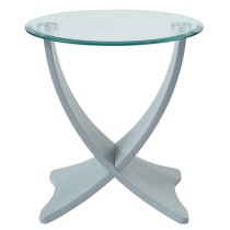 Anfossi Round Clear Glass Lamp Table With Grey Legs