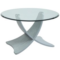 Anfossi Round Clear Glass Coffee Table With Grey Legs