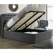 Warwick Velvet Ottoman Storage Double Bed In Grey