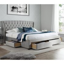 Newton Velvet 4 Drawers Storage King Size Bed In Grey