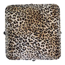 Clarkia Velvet Footstool In Leopard Print With Solid Wood Legs