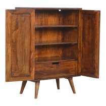 Emmis Wooden Gold Inlay Abstract Storage Cabinet In Chestnut