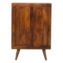 Emmis Wooden Gold Inlay Abstract Storage Cabinet In Chestnut