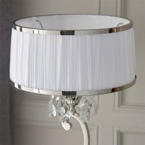 Oksana Medium Table Lamp In Nickel With White Shade