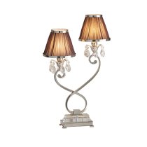 Oksana Twin Table Lamp In Nickel With Chocolate Shades