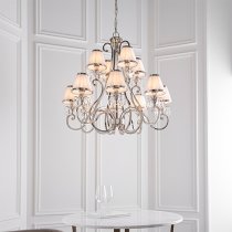 Oksana 12 Lights Pendant Light In Nickel With White Shades