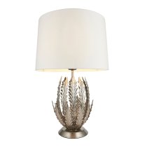 Delphine Leaf Table Lamp In Silver With Ivory Shade