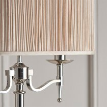 Stanford Floor Lamp In Nickel With Beige Shade