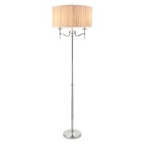 Stanford Floor Lamp In Nickel With Beige Shade