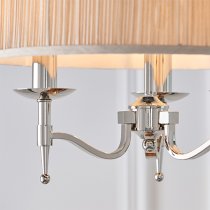 Stanford Round Pendant Light In Nickel With Beige Shade