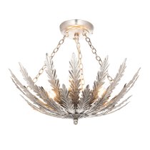 Delphine 3 Lights Flush Leaf Ceiling Light In Silver