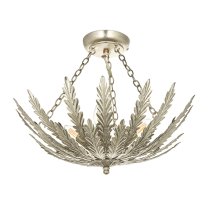 Delphine 3 Lights Flush Leaf Ceiling Light In Silver