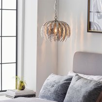 Delphine Small Leaf Pendant Light In Silver