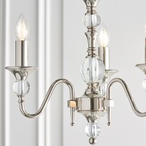 Polina 3 Lights Crystal Glass Pendant Light In Polished Nickel