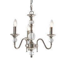 Polina 3 Lights Crystal Glass Pendant Light In Polished Nickel