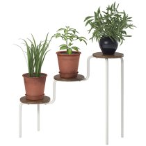 Westar Wooden Plant Stand With White Metal Frame In Walnut