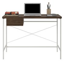 Westar Wooden Laptop Desk With White Metal Frame In Walnut