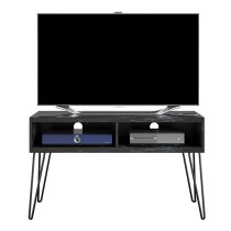 Anaheim Wooden TV Stand In Black Marble Effect