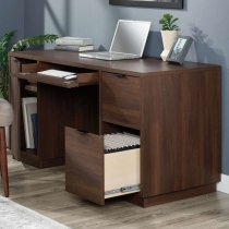 Elkton Wooden Laptop Desk With 2 Drawers In Spiced Mahogany