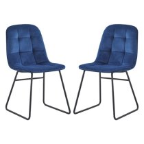 Lyster Sapphire Blue Velvet Dining Chairs In A Pair