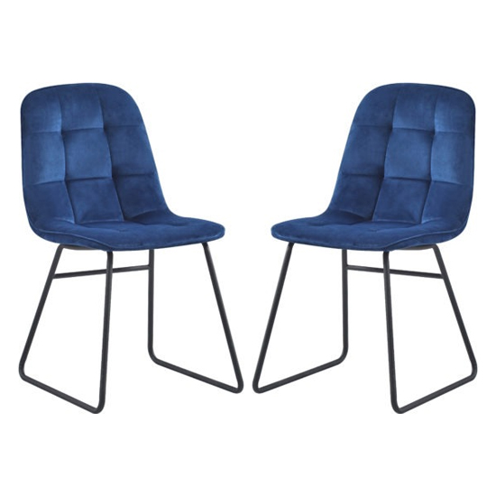 Lyster Sapphire Blue Velvet Dining Chairs In A Pair