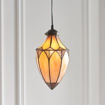 Brooklyn Acorn Small Tiffany Glass Pendant Light In Dark Bronze