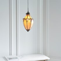 Brooklyn Acorn Small Tiffany Glass Pendant Light In Dark Bronze