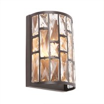 Belle 1 Light Faceted Glass Wall Light In Dark Bronze