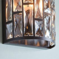 Belle 1 Light Faceted Glass Wall Light In Dark Bronze