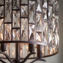 Belle 5 Lights Faceted Glass Pendant Light In Dark Bronze