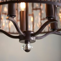 Belle 5 Lights Faceted Glass Pendant Light In Dark Bronze