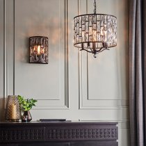 Belle 5 Lights Faceted Glass Pendant Light In Dark Bronze