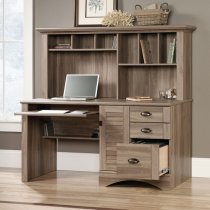 Lawton Wooden Laptop Desk With 3 Drawers In Salt Oak