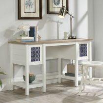 Malibu Wooden Laptop Desk In Soft White And Lintel Oak