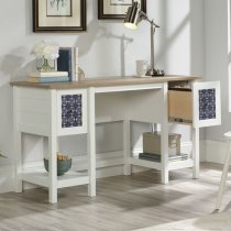 Malibu Wooden Laptop Desk In Soft White And Lintel Oak