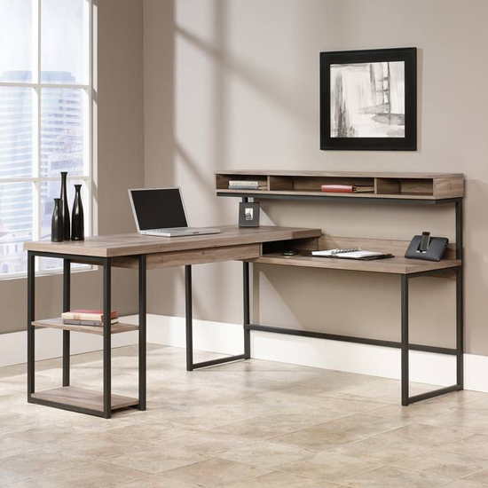 Streamline Wooden L-Shaped Computer Desk In Salt Oak