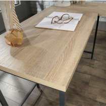 Yuma Industrial Wooden L-Shaped Computer Desk In Charter Oak