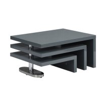 Design Rotating High Gloss Coffee Table With 3 Tops In Grey