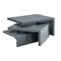 Design Rotating High Gloss Coffee Table With 3 Tops In Grey